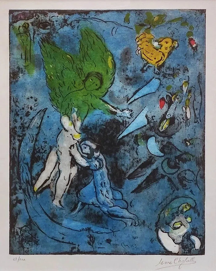 La Lutte De Jacob Et De L'ange by Marc Chagall