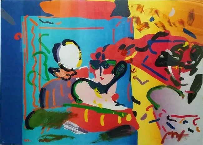 Lady With Degas (embellished) by Peter Max