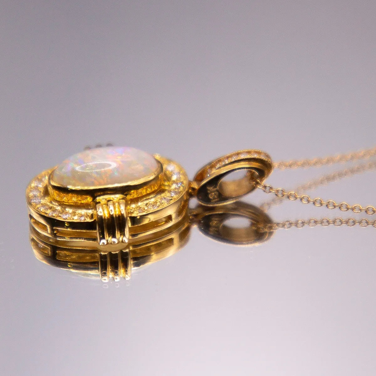 Oval Opal Yellow Gold Pendant #J0187