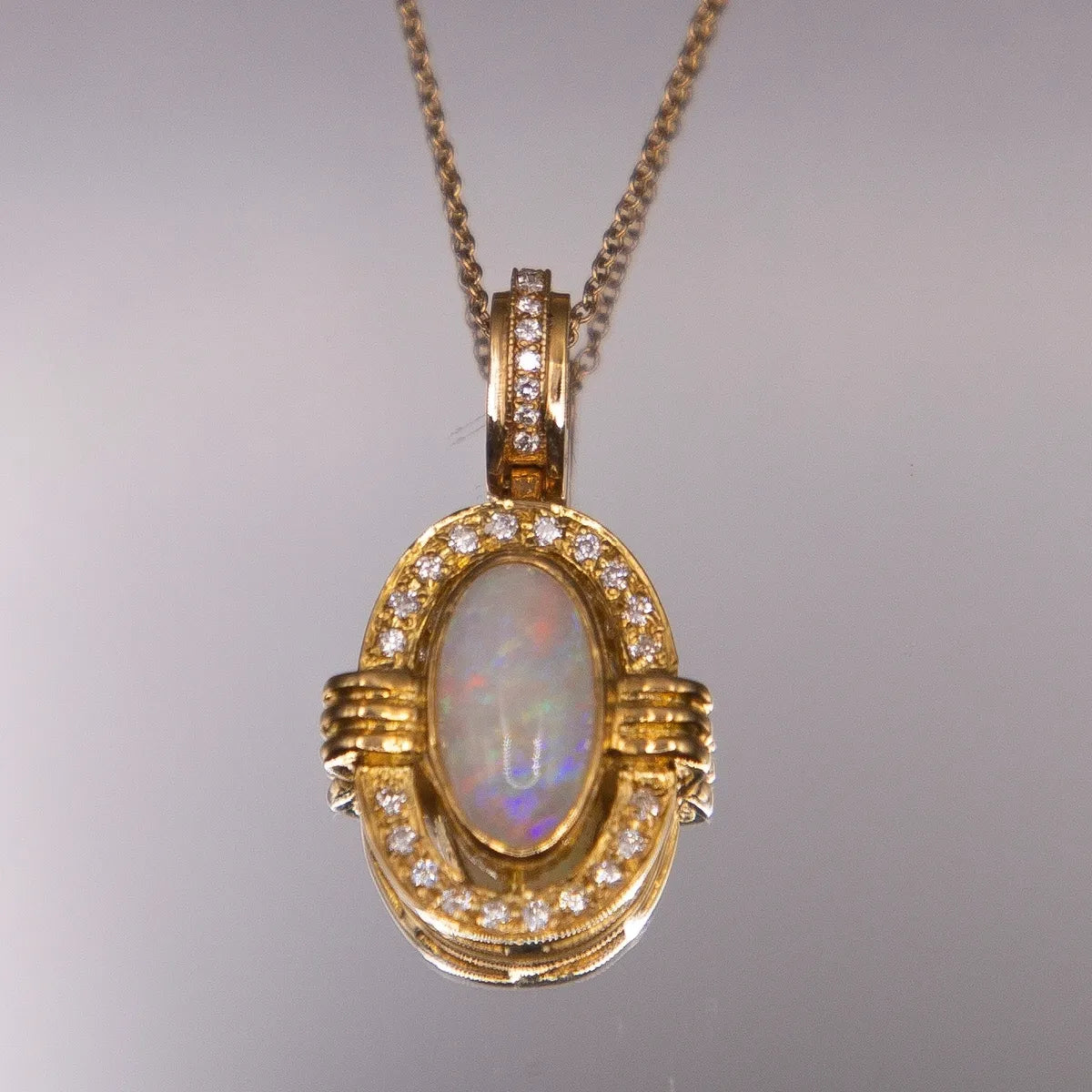 Oval Opal Yellow Gold Pendant #J0187