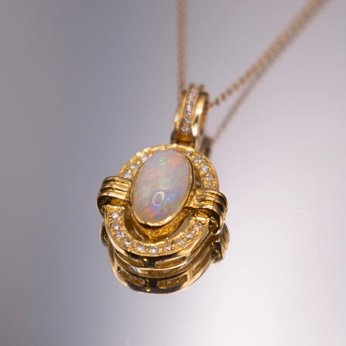 Oval Opal Yellow Gold Pendant #J0187