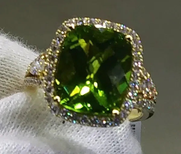Rare Burmese Peridot Yellow Gold Ring #J0742