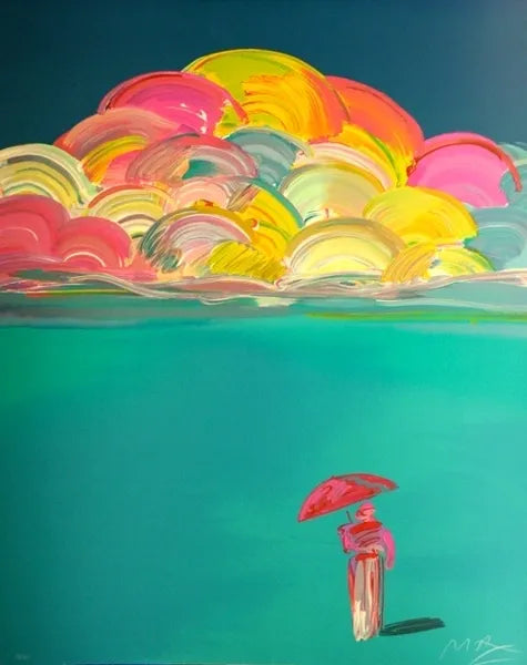Umbrella Man With Rainbow Sky by Peter Max