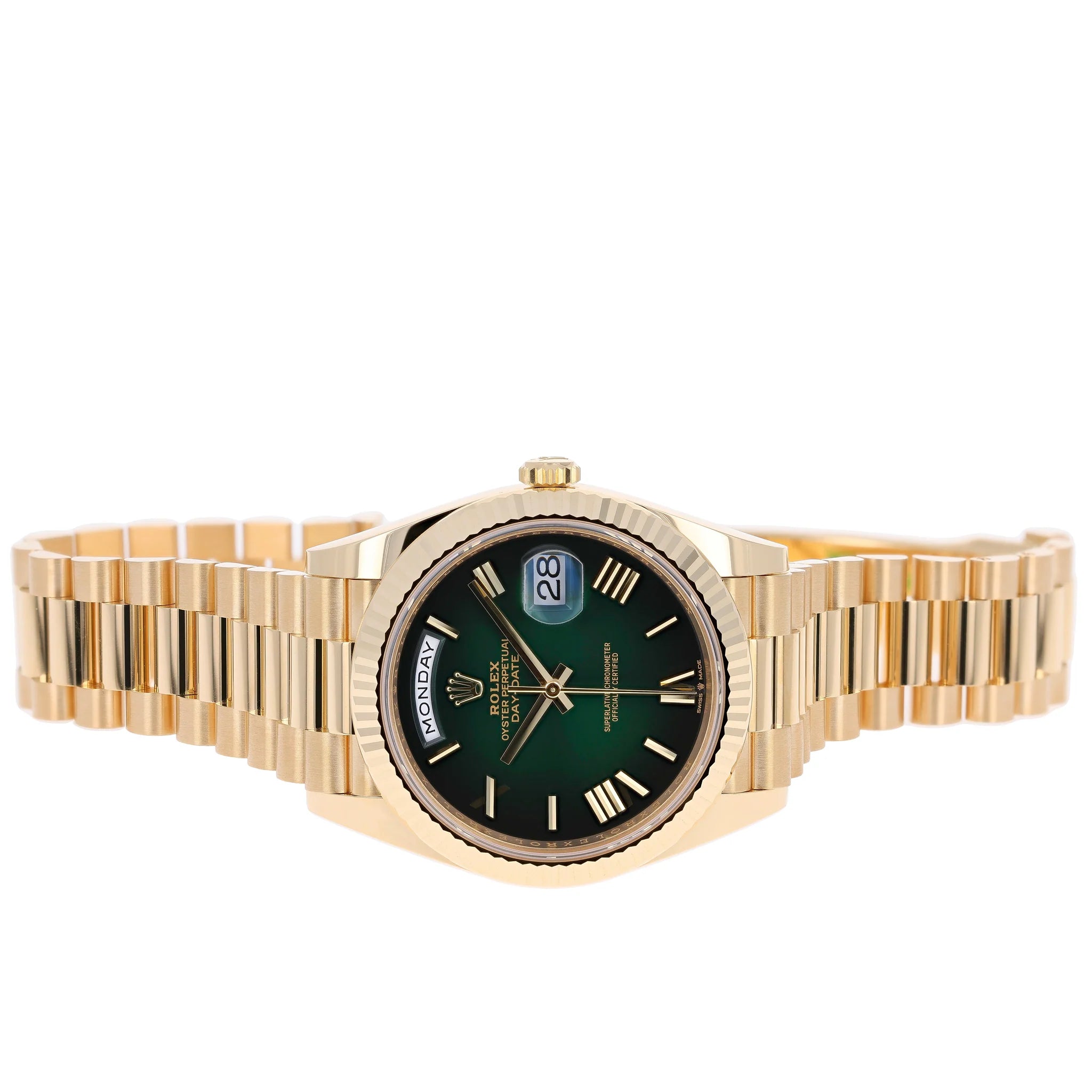 Rolex Day-Date 40 mm 228238 Green Ombre NEW 2025 President Yellow Gold