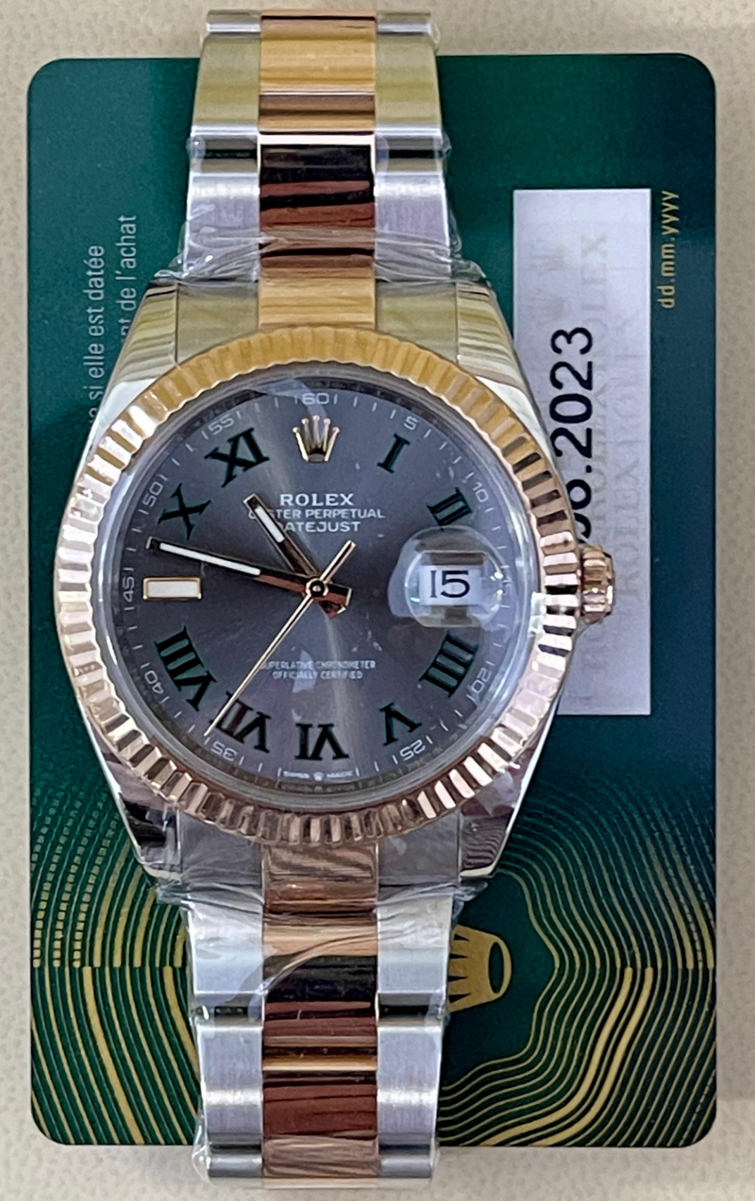 Rolex 41mm "Wimbledon" OP Datejust Rose Gold & Stainless Steel