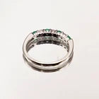 14k White Gold Diamond Emerald Ring / Wedding Band 0.44 carats