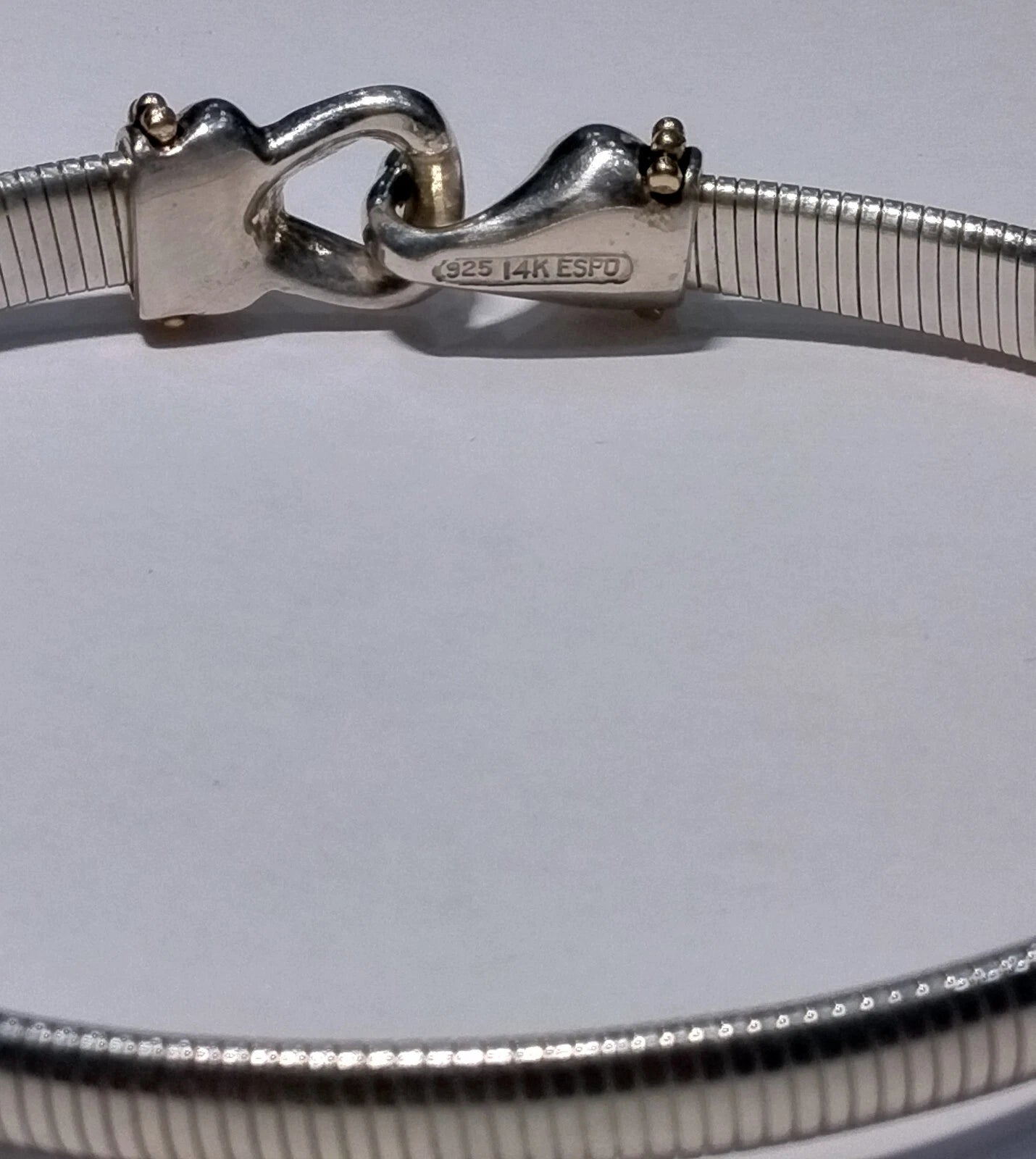 Espo Joseph Esposito 925 Silver 14K Gold Ball Snake Hinged Bangle Bracelet