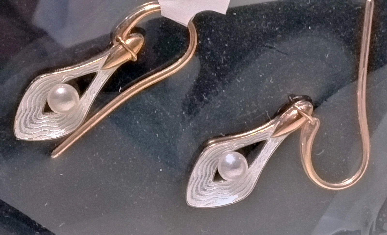Nicole Barr Teardrop White Pearl Sterling Sterling Silver Dangle Earrings