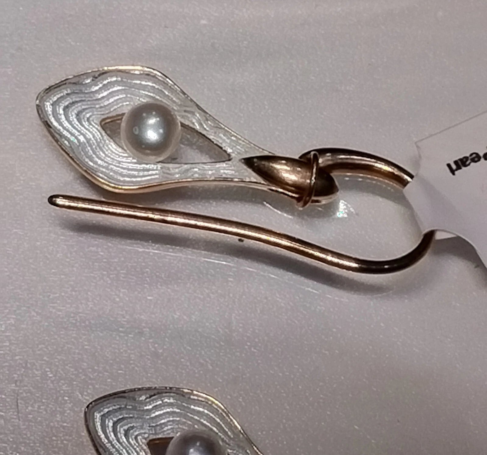 Nicole Barr Teardrop White Pearl Sterling Sterling Silver Dangle Earrings