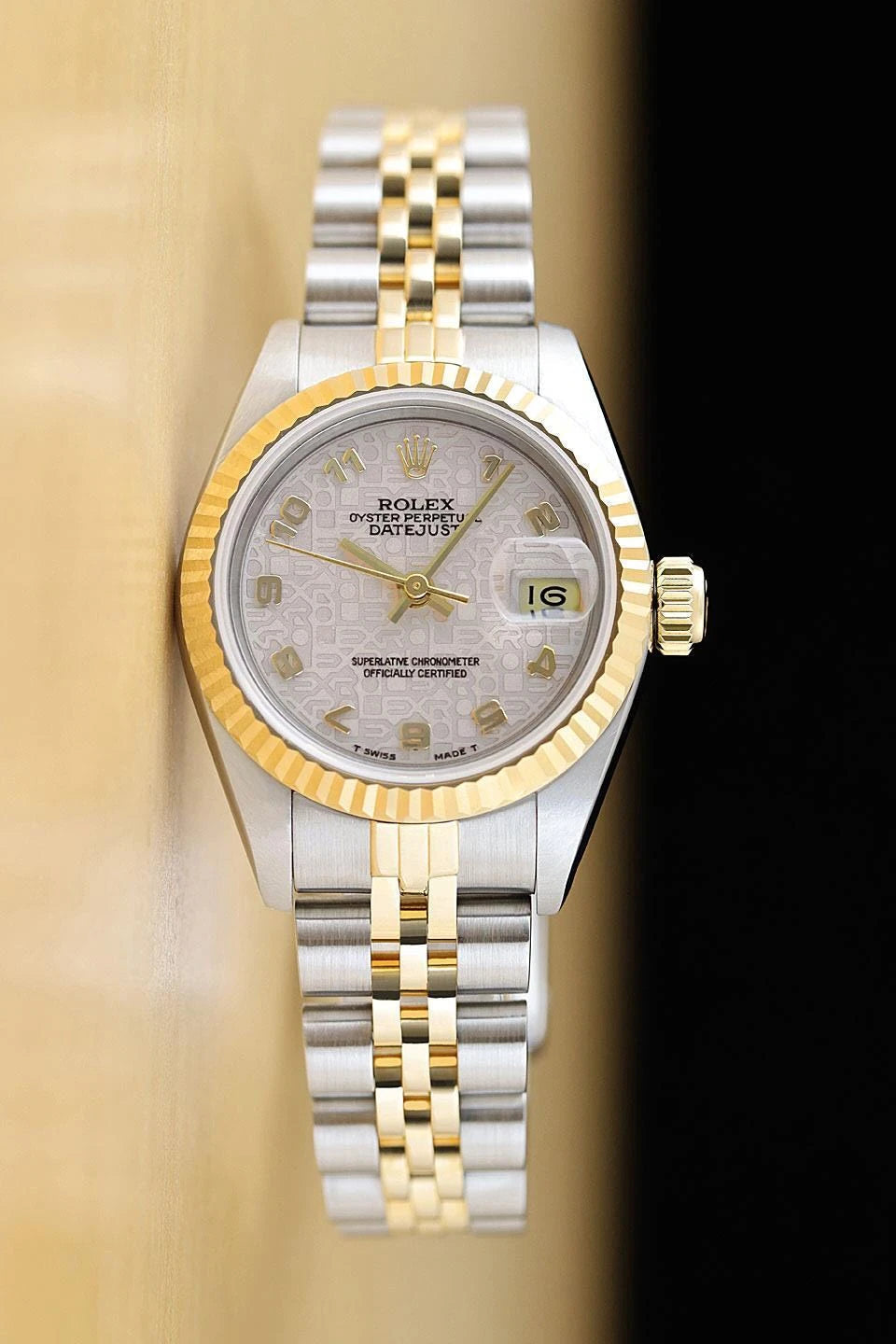 ROLEX LADIES DATEJUST 69173 GRAY ARABIC DIAL 18K GOLD STEEL 2-TONE WATCH