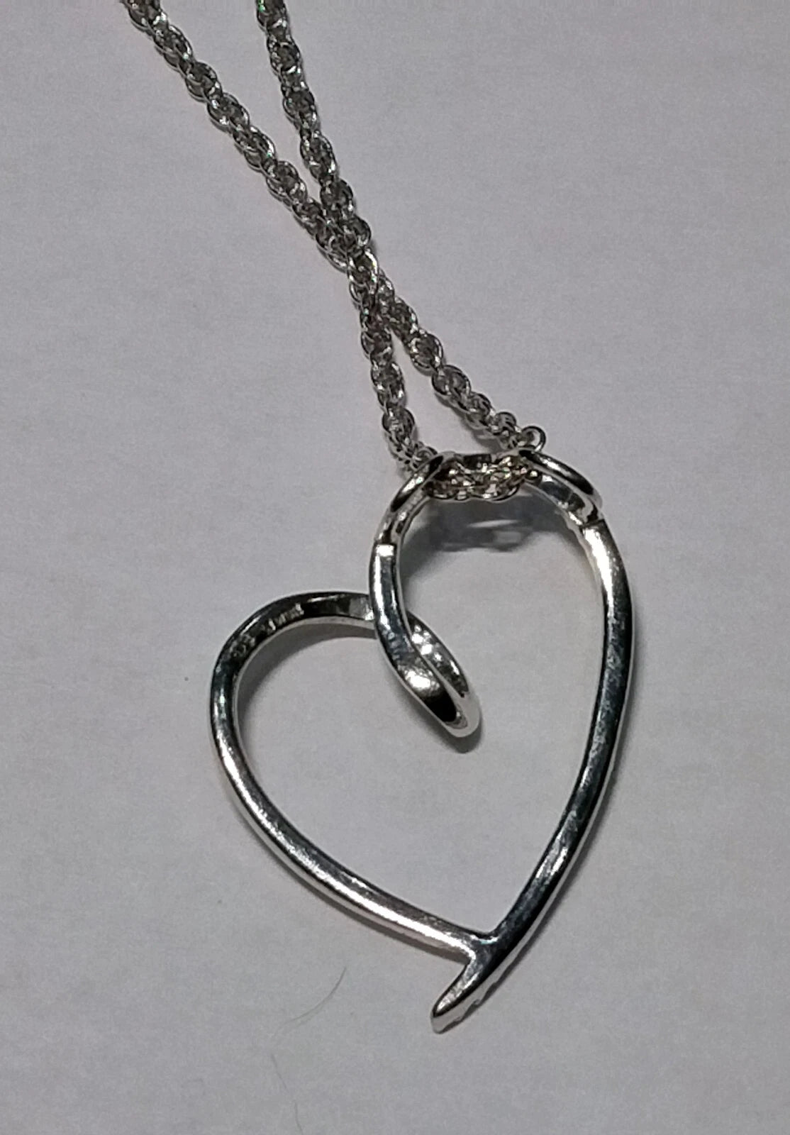 925 Sterling Silver and Diamond Open Heart Pendant