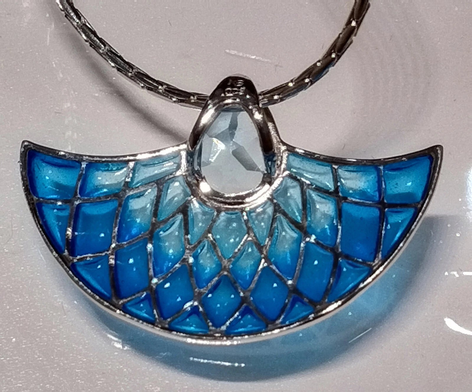 Nicole Barr Blue Topaz Sterling Silver French Enamel Necklace