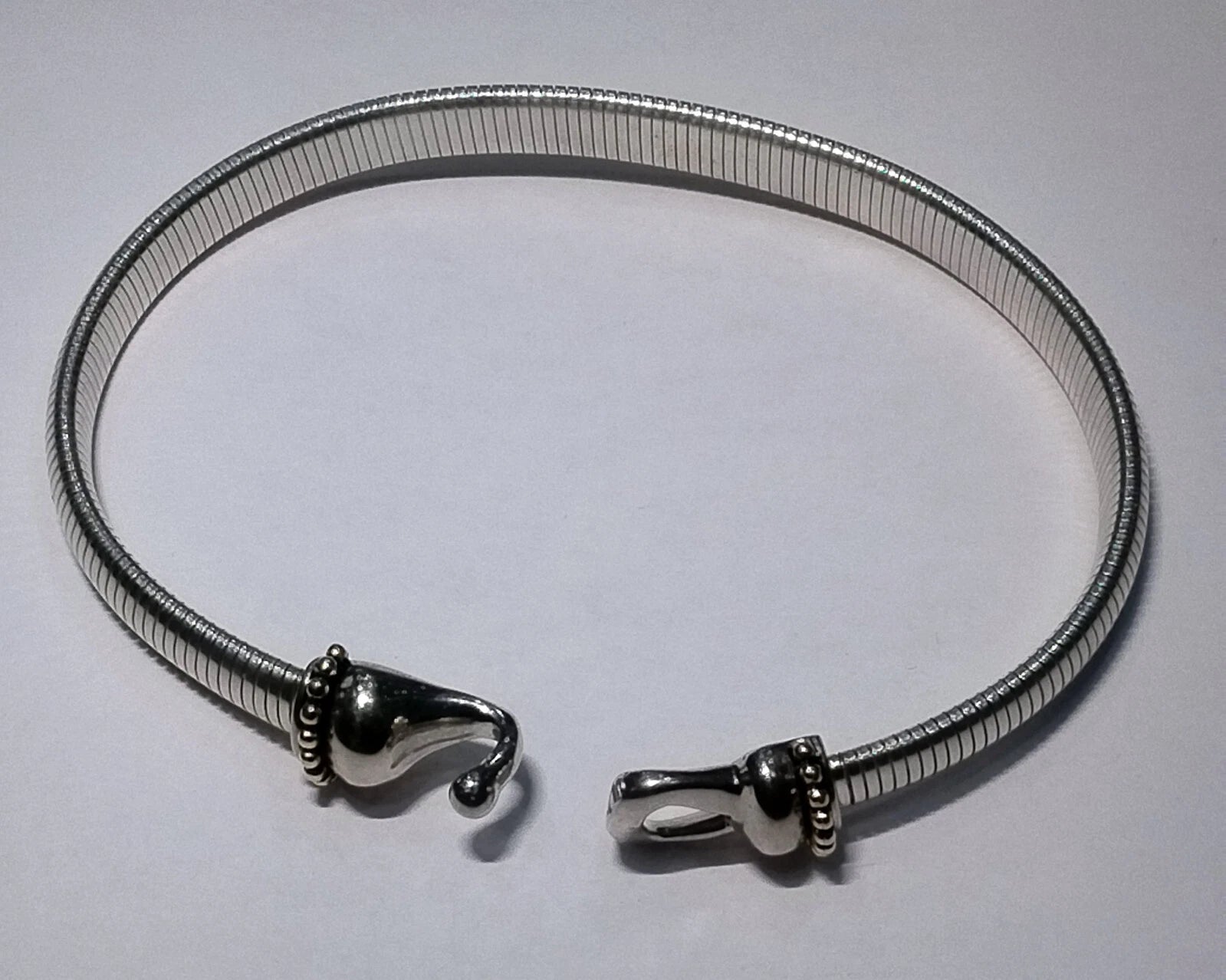 Espo Joseph Esposito 925 Silver 14K Gold Ball Snake Hinged Bangle Bracelet