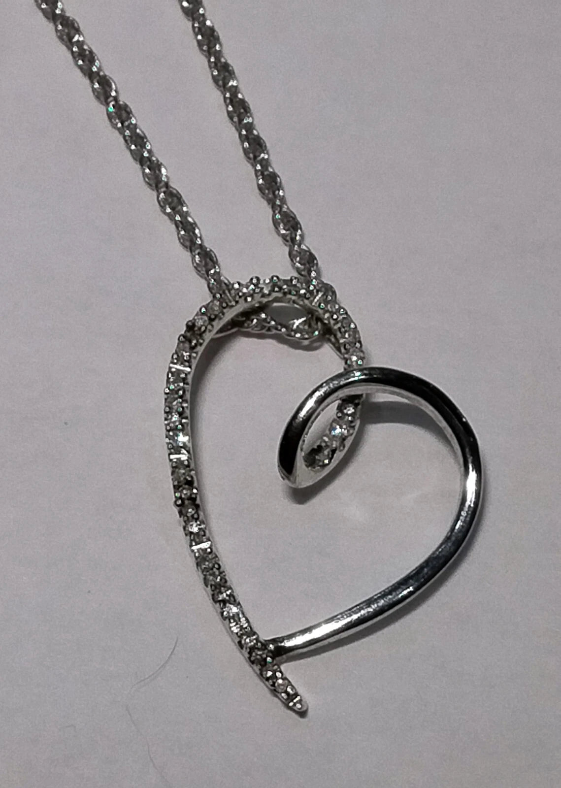 925 Sterling Silver and Diamond Open Heart Pendant