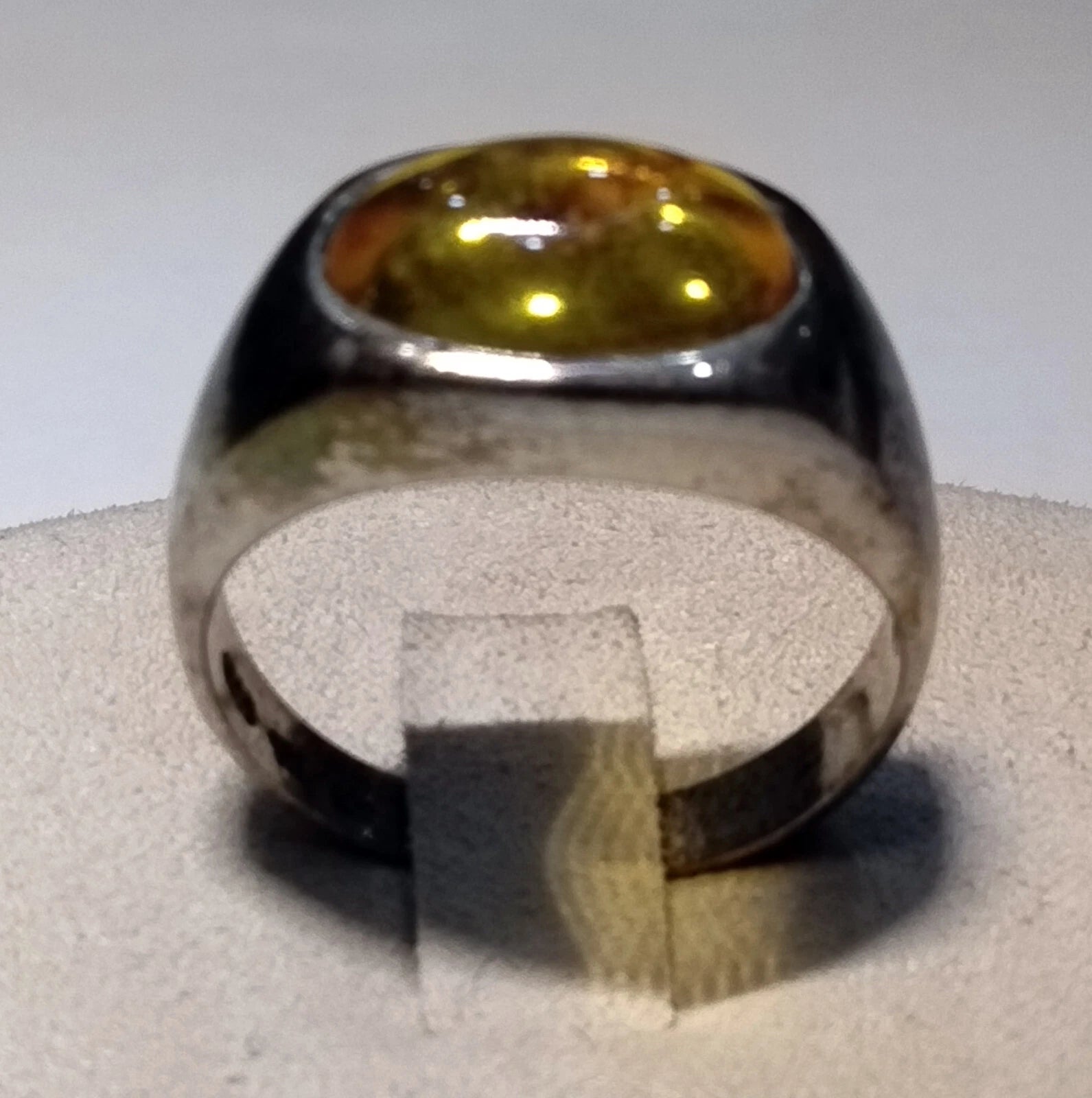 925 Sterling Silver Ring with Oval Amber Center Stone